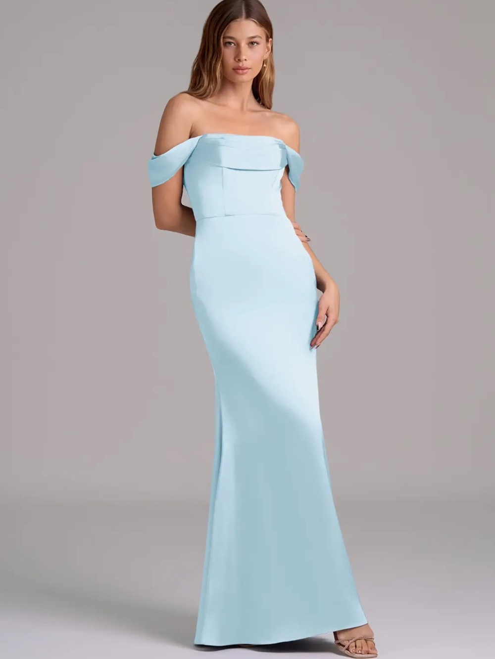 Azazie Light Blue One-Shoulder Mermaid Evening Gown
